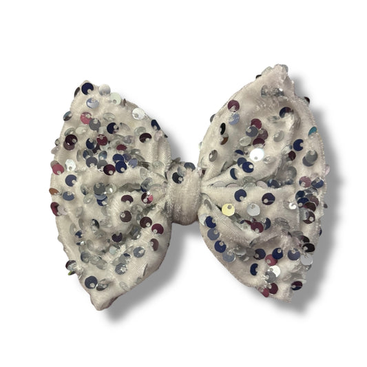 White Silver Sequin Velvet